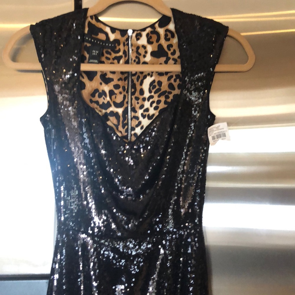 Black fitted sequin dress